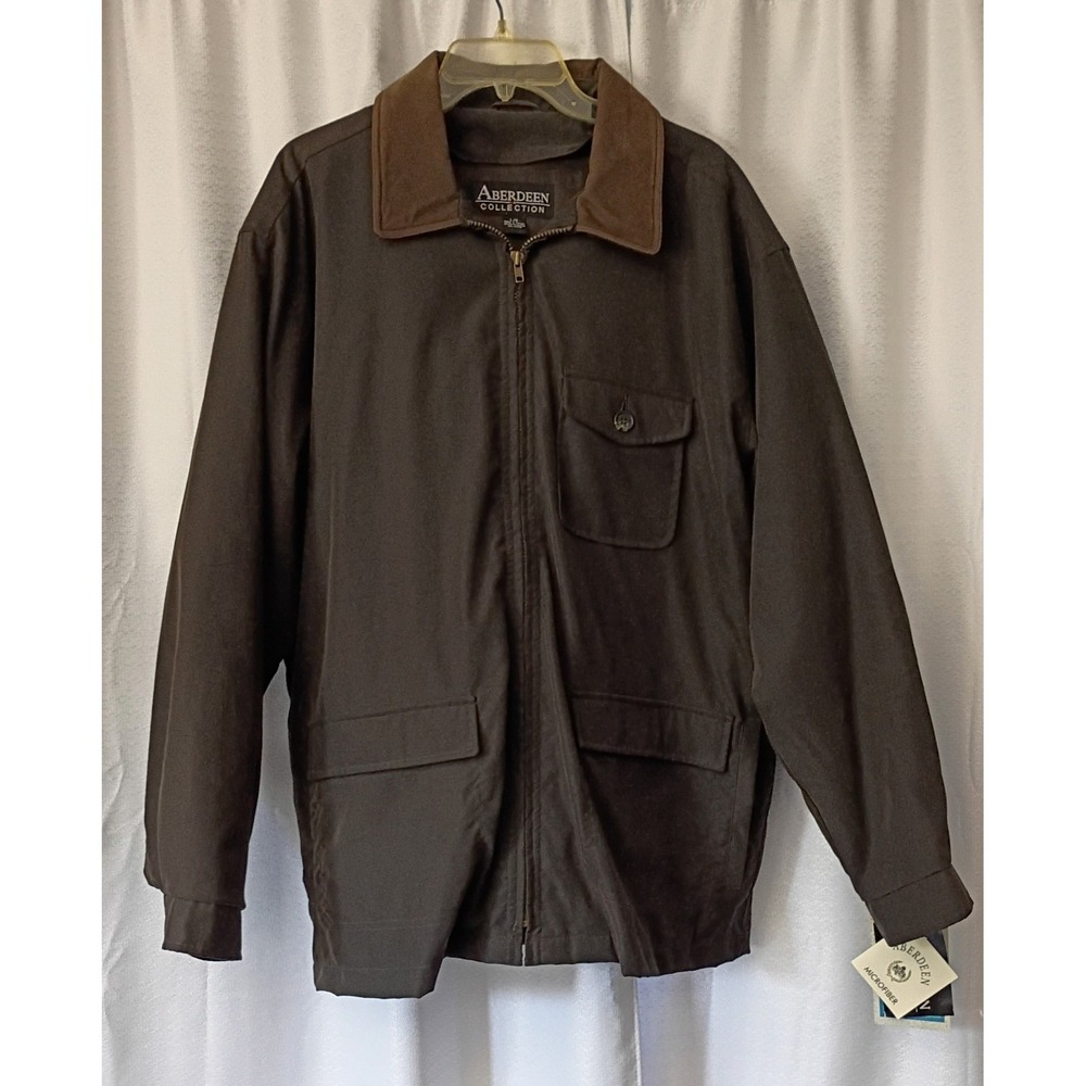 Aberdeen Collection Coat Men's Sz Large  Brown Microfiber Mid-Length Coat NOS